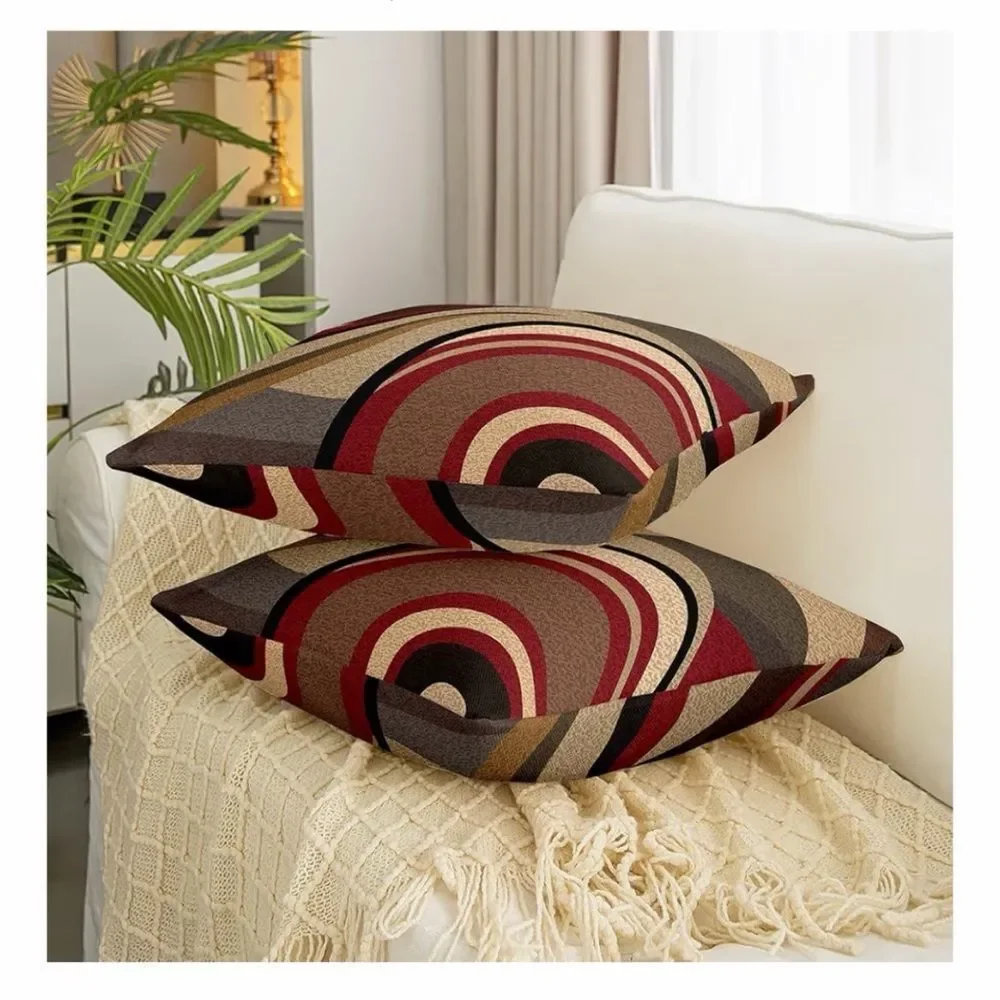 Pack of 2 Throw Pillow Covers, Geometric Square Cushion Case Set 16x16 Inches